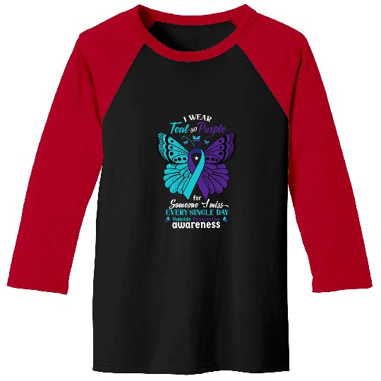 suicides Prevention 988 Ribbon I Wear Teal and Purple suicides Awareness Mental Health 23 Baseball Tees
