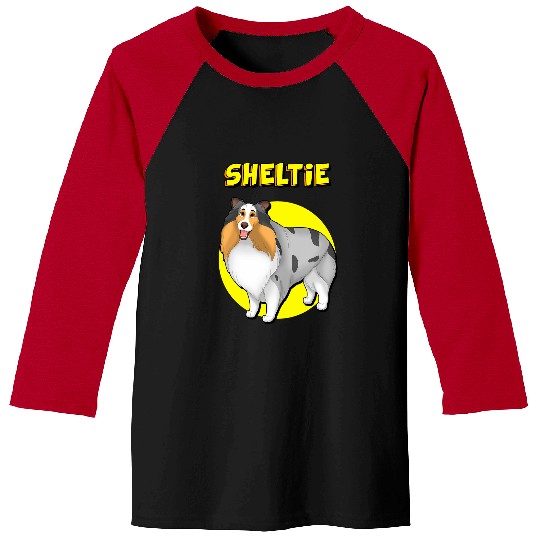 Shetland Sheepdog Pet Cute Sheltie Blue Merle White Tan Baseball Tees