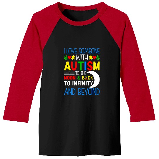 Autism Puzzle I Love Someone With Autism To Moon Back ASD Awareness Day Baseball Tees
