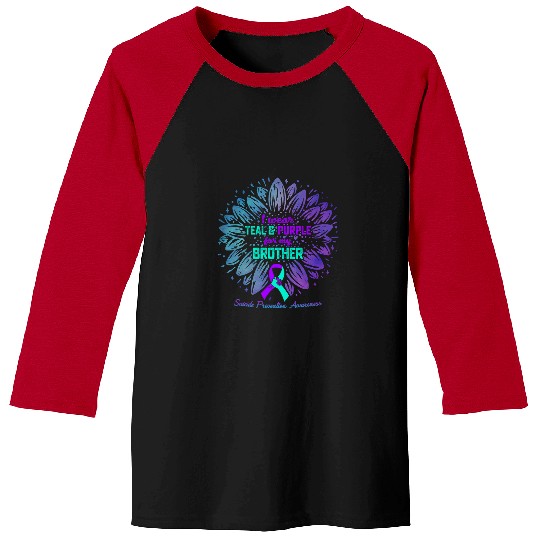 suicides Prevention 988 Ribbon I Wear Teal Purple For Brother Baseball Tees