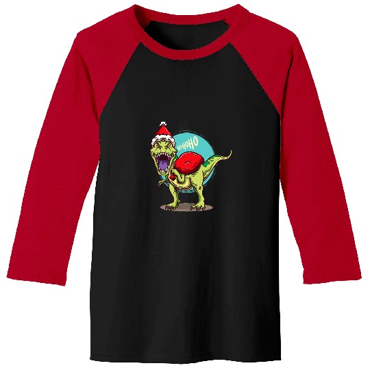 Dinosaur Pet TRex Santa Claus Christmas Dinosaur Jolly xmass 1 Baseball Tees