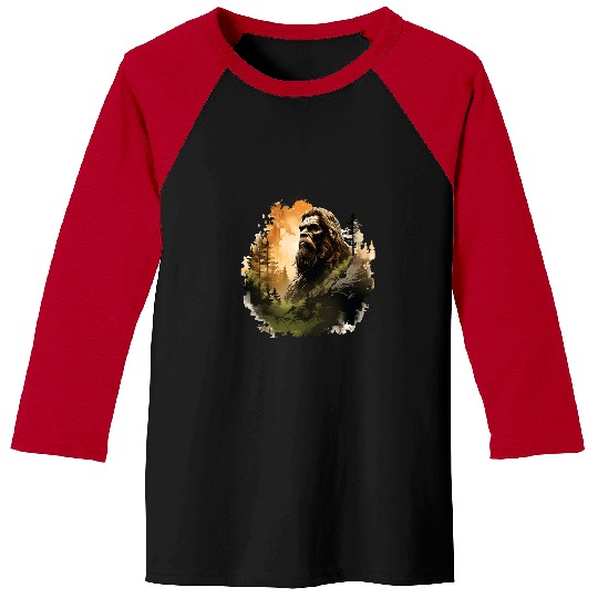 Bigfoot Pet Realm Among the Trees In The Forest Sasquatch Baseball Tees
