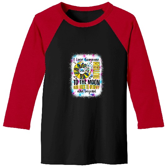 Autism Puzzle I Love Someone With Autism Moon And Back Support Baseball Tees