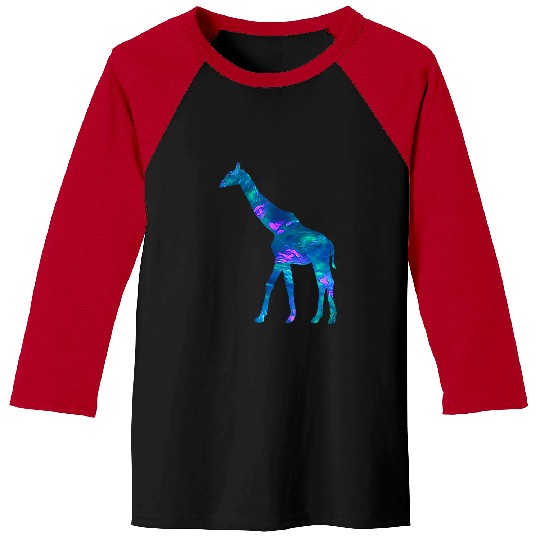 Giraffe Pet Cyan Blue Violet teal Giraffes For Animals Lover Baseball Tees