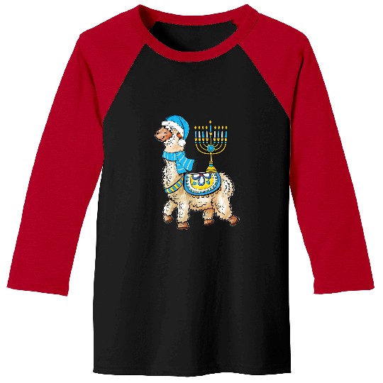 Llama Pet Funny Hanukkah Llama Pajama Menorah Cute Alpaca Chanukah Baseball Tees
