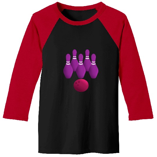 Sport Bowling Purple Bowling Pins Ball Team Baseball Tees