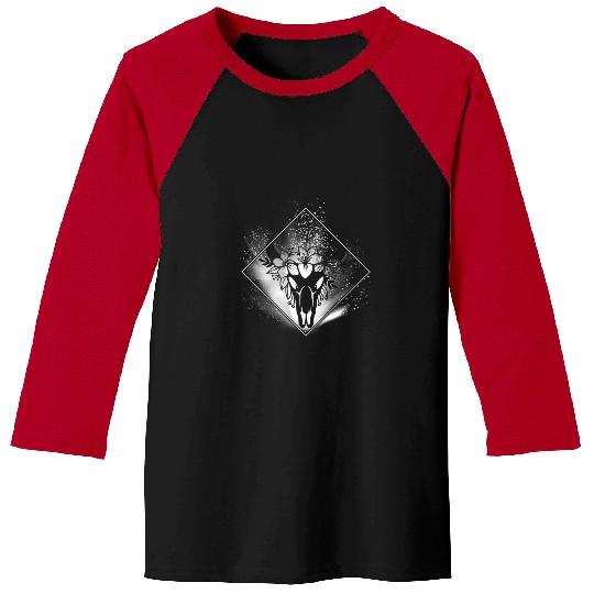 Cow Pet Boho Cow Skull Flowers Diamond White and Grey Splatter Baseball Tees