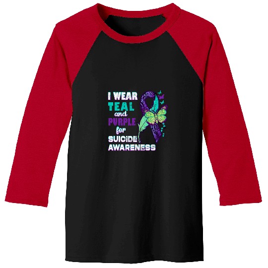 suicides Prevention 988 Ribbon I Wear Teal Purple for suicides Awareness You Matter Womens Baseball Tees