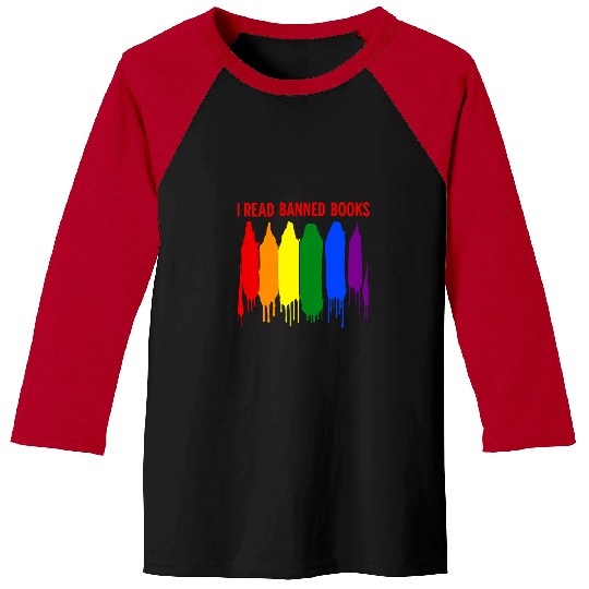 Book Fun I Read Banned Books Week Rainbow LGBT Book Lover Teacher Baseball Tees