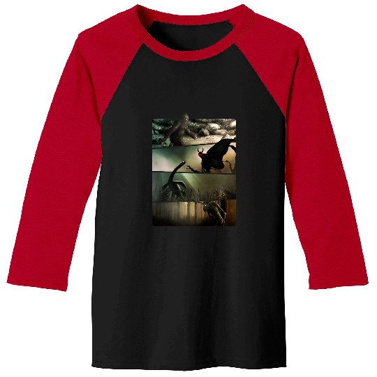 Bigfoot Pet Mothman Nessie Wendigo Original Cryptid Artwork Baseball Tees