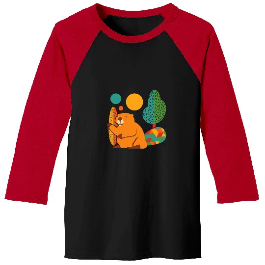 Beaver Pet Colorful Animal Creek Baseball Tees