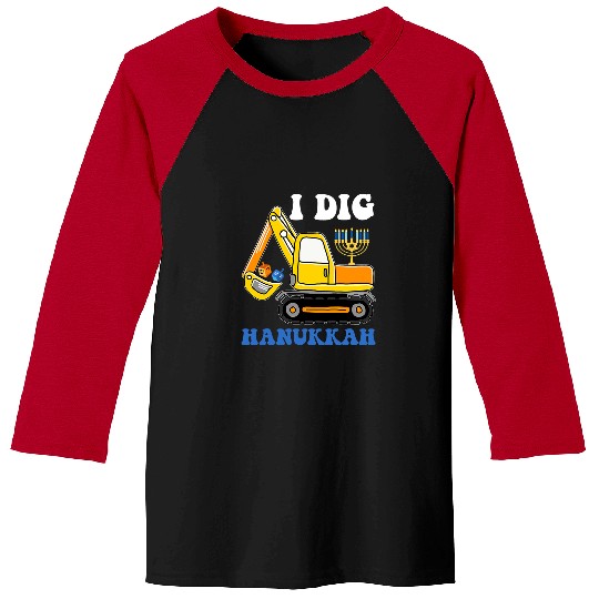 Excavator Fun Hanukkah Pajamas Kids I Dig Hanukkah Excavator Toddler Boys Baseball Tees