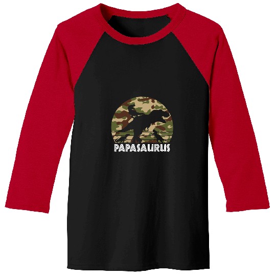 Dinosaur Pet Papasaurus Camo Dinosaur Dad of 3 Fathers Day Baseball Tees
