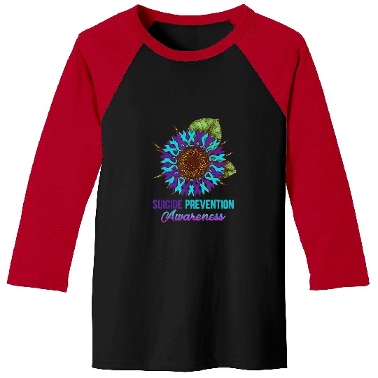 suicides Prevention 988 Teal And Purple Sunflower Baseball Tees