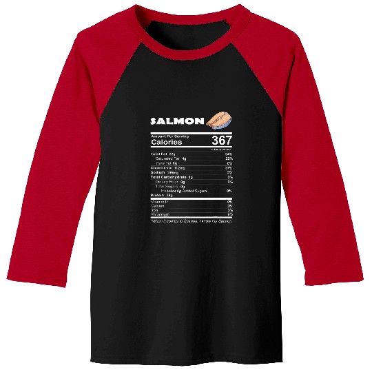 Fishing Fun Salmon Nutritional Facts Funny Fish Protein Fishermen Food Baseball Tees