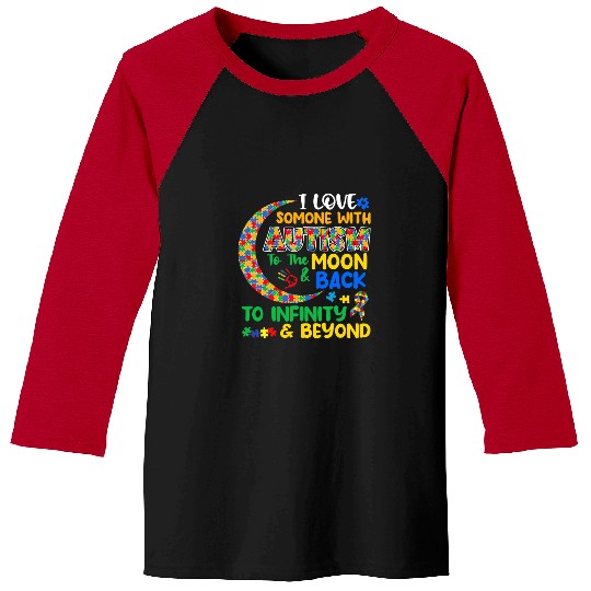 Autism Puzzle I Love Someone With Autism Dad Mom Baseball Tees