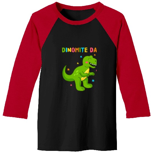 Dinosaur Pet Fathers Day Gift Cute TRex Funny Tyrannosaurus Dinomite Dad Baseball Tees