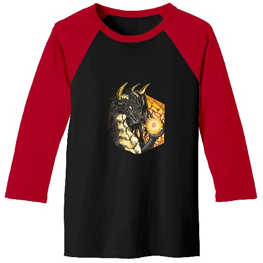 Dragon Pet Holding a Ball of Energy Magical Dragon Dungeon Baseball Tees