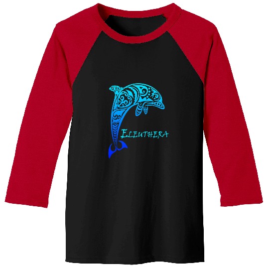 Dolphin Pet Gift Eleuthera Bahamas Vintage Retro Tribal Dolphin Vacation Baseball Tees
