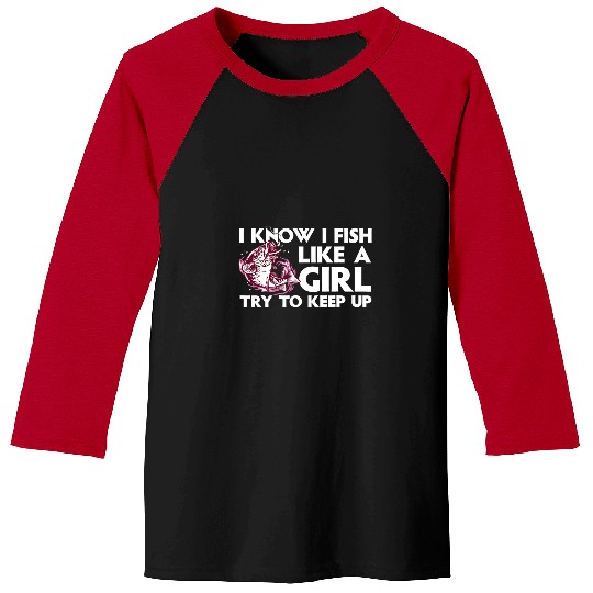 Fishing Fun For Women Girls Trout Angler Bass Fish Hunting Baseball Tees