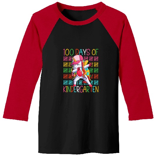 Unicorn Pet 100 Days Of Kindergarten Dab Unicorn Kindergartner Girl Baseball Tees