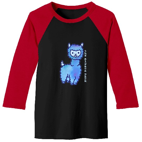 Llama Pet The Alpaca Pack Blue Watercolor with Text Cartoon Alpaca Baseball Tees
