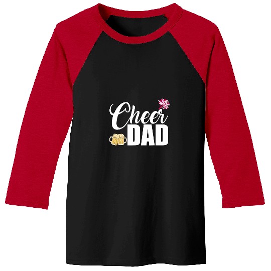 Cheerleader Dad Beer Pompom Proud Papa Coachs Fathers Day Baseball Tees