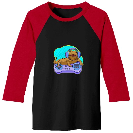 Bearded Dragon Pet Gamer Computer Game Player Lizard Baseball Tees