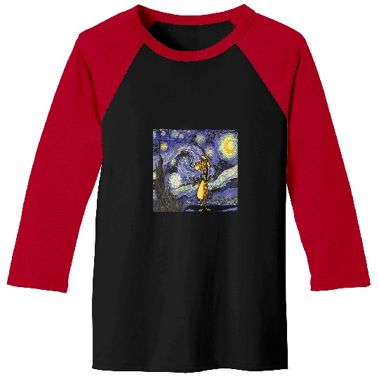 Giraffe Pet Starry Night Famous Painting Giraffes Lover Van Gogh Baseball Tees