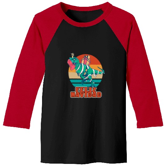 Dinosaur Pet Feliz Navidad Baseball Tees