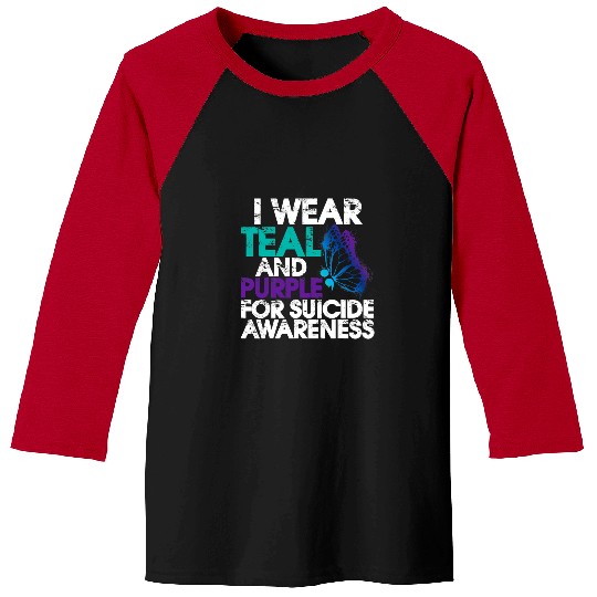 suicides Prevention 988 Ribbon I Wear Teal And Purple For suicides Awareness Butterfly Baseball Tees