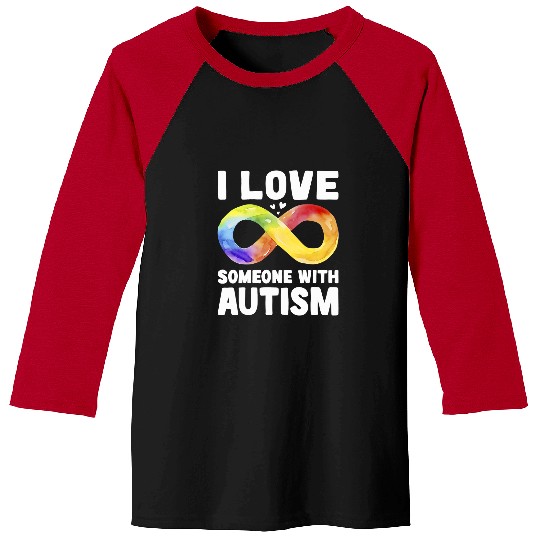 Autism Puzzle I Love Someone with Autism Awareness Rainbow Infinity Symbol Baseball Tees