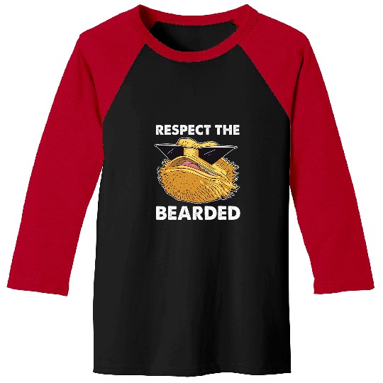 Bearded Dragon Pet Distressed Quote Respect The Beard Lizard Baseball Tees