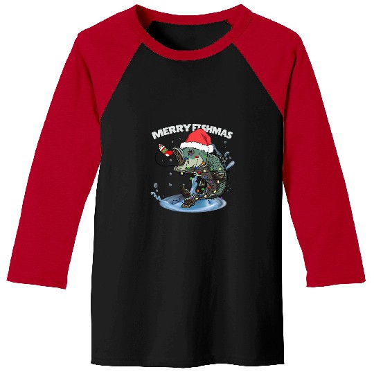 Fishing Fun Funny Bass Fishing Santa Hat Christmas Pajama Fishermen Fish 138 Baseball Tees
