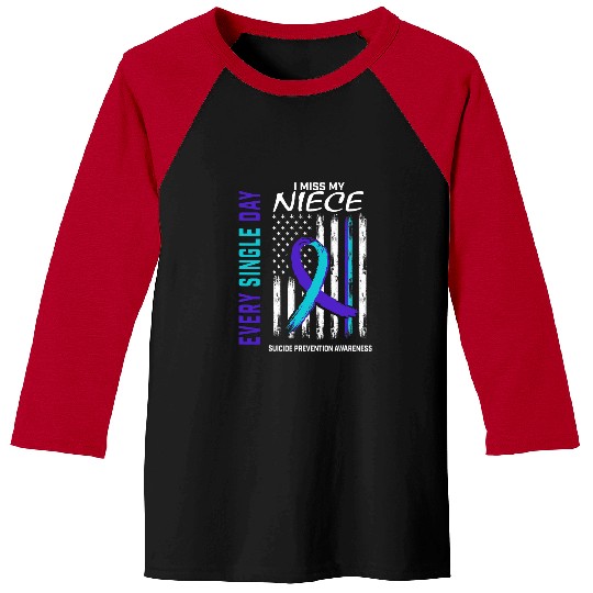 suicides Prevention 988 Ribbon I Miss My Niece suicides Awareness Prevention American Flag Baseball Tees