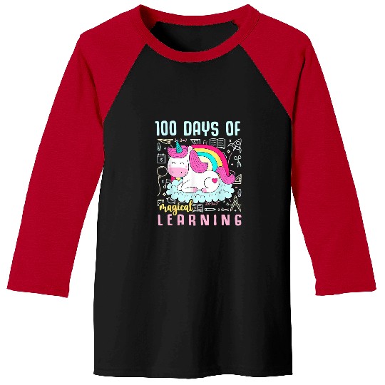 Unicorn Pet 100 days of magical learning rainbow unicorn 100 days Baseball Tees