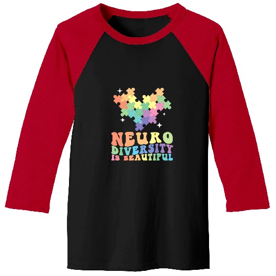 Autism Puzzle Neurodiversity is Beautiful Puzzle Pieces Rainbow Baseball Tees