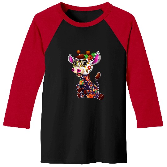 Giraffe Pet Sugar Skull Giraffes  for Women Day of the Baseball Tees