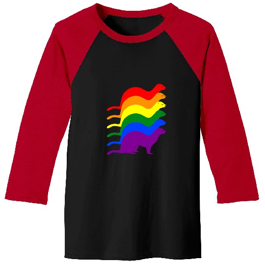 Ferret Pet LGBT Pride Gay Pride Ferret LGBT Rainbow Flag Awareness Baseball Tees