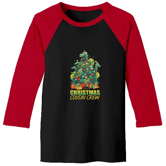 Dinosaur Pet Family Reunion Kids Dinosaur Cousin Crew Christmas Baseball Tees