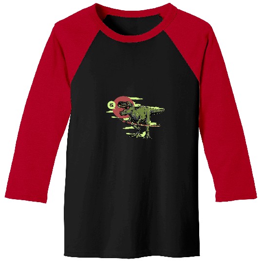 Dinosaur Pet TRex Samurai Dinosaur swords Baseball Tees