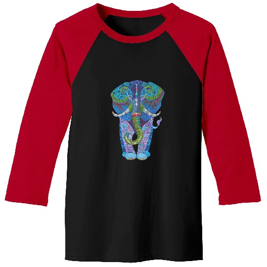 Elephant Mammal Henna Love Calm Tie Dye Loving Kindness Baseball Tees