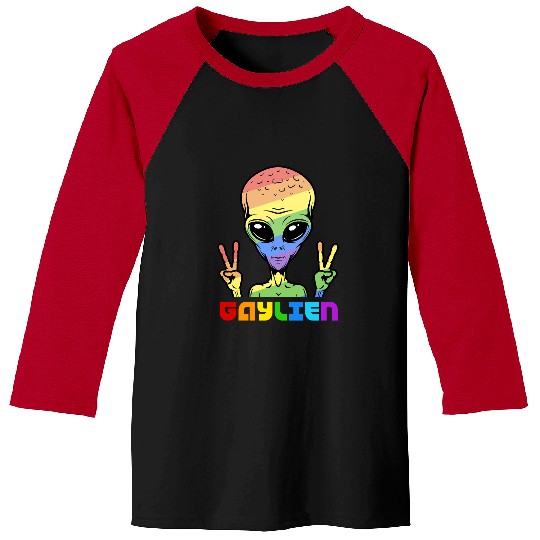 Aliens UFO Rainbow GaylienGay Alien LGBTQ Rights Rainbow Flag Pride Month 105 Gay LGBTQ Baseball Tees