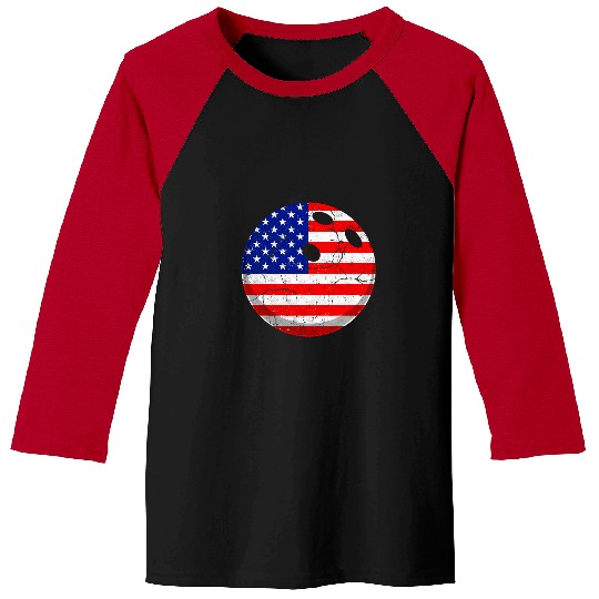 Sport Bowling Distressed American Flag Bowling Patriotic 4th of July Baseball Tees