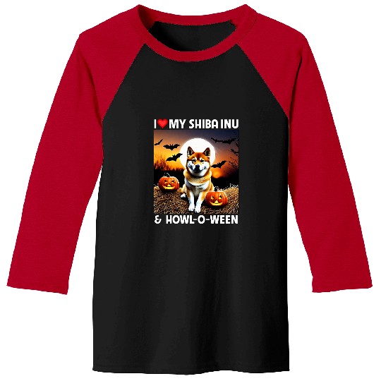Shiba Inu Pet I Love My Shiba Inu and Howloween Spooky Dog Scary Halloween Baseball Tees