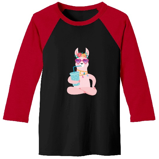 Llama Pet COOL LLAMA WITH SOY MILKSHAKE Baseball Tees
