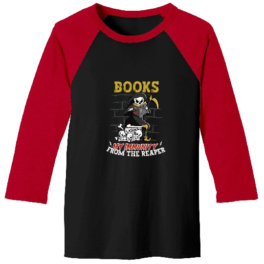 Book Fun Reading Grim Reaper Book Lover Literature Dark Humor Baseball Tees
