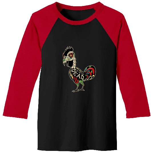 Chicken Pet Sugar Skull Rooster Day Of The Dia De Los Muertos Baseball Tees