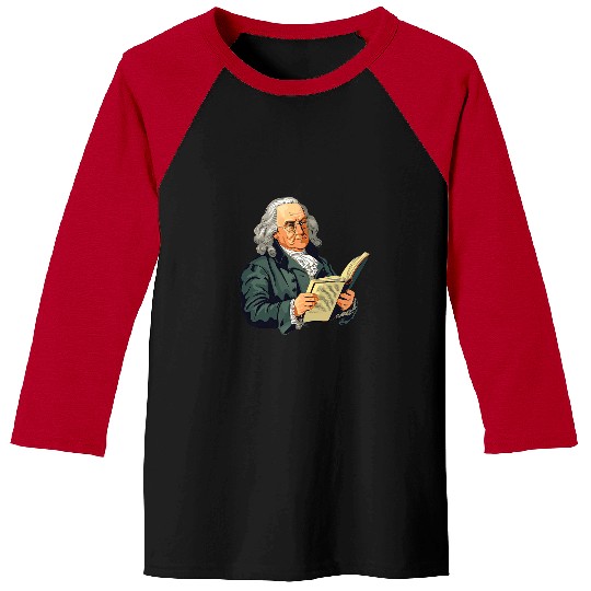 Book Fun Benjamin Franklin Reading A Book Baseball Tees