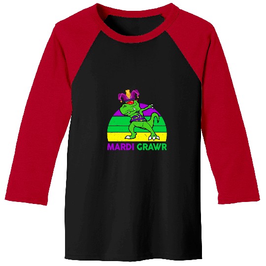 Dinosaur Pet Mardi Gras TRex Mardi Grawr Dinosaur Toddler Kids Baseball Tees